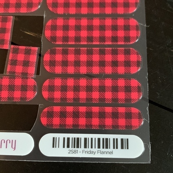 JAMBERRY Partial Sheet Red and Black Buffalo Plaid Nail Wraps - Friday Flannel - Picture 4 of 12